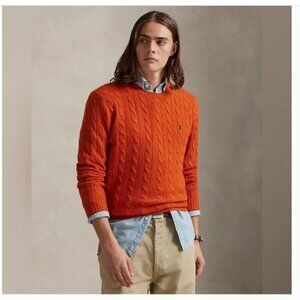 Polo Ralph Lauren Cable-Knit Crewneck Top Sweater Orange Men's Size XL